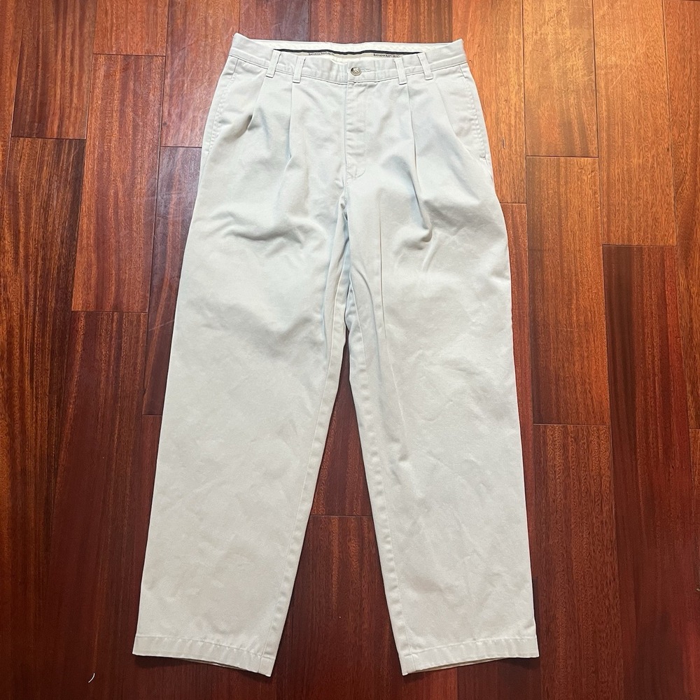 Vintage Banana Republic Pants Mens 33L 31x28 Tan Chino Pleated Preppy 90s Y2K